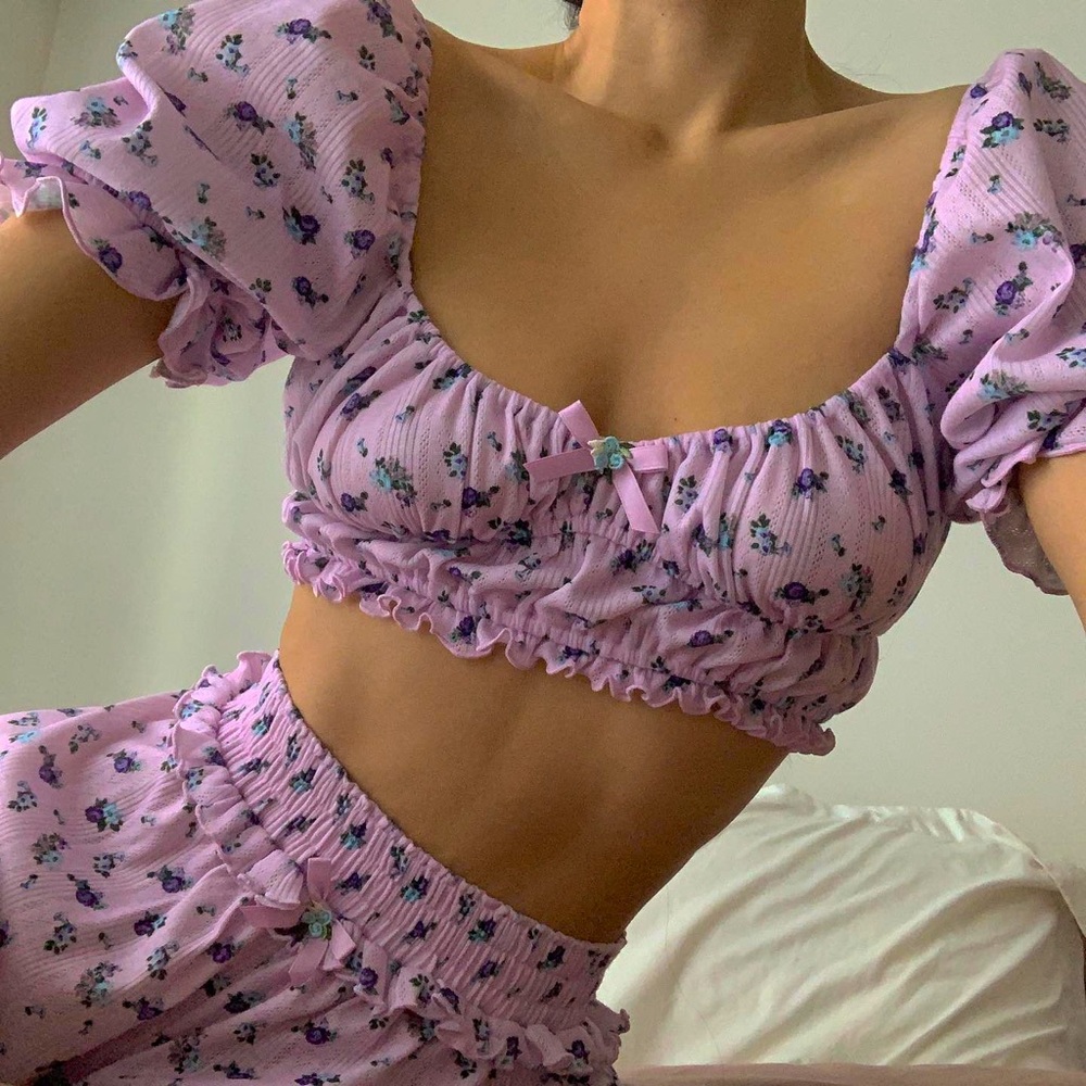 FOR LOVE & LEMONS Lola Pointelle Crop Top Sz XXS - Picture 2 of 8
